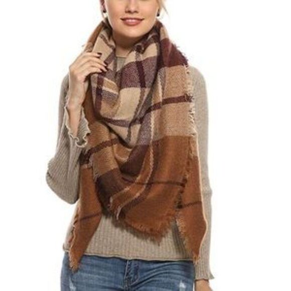 New Plaid Oversized Wrap Shawl - Picture 2 of 6